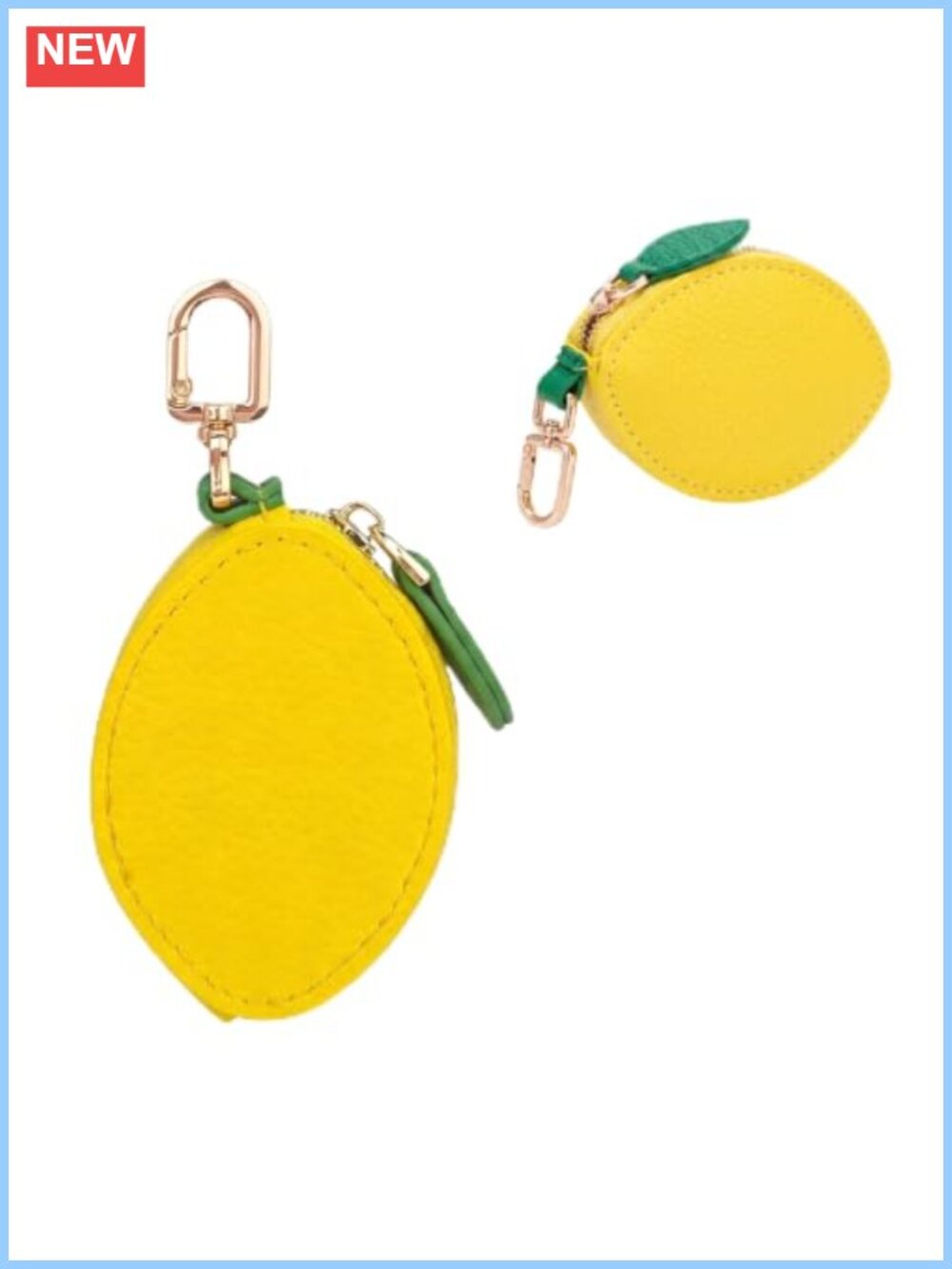 Lemon Bag Charm Coin Purse Zipper PU Leather Keychain Wallet Handbag